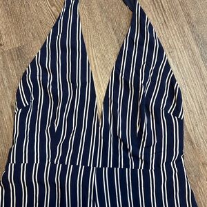 Jack by BB Dakota Striped Halter Jumpsuit in Navy and White